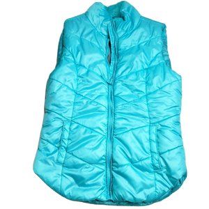 Aeropostale Womens Teal Blue Sleeveless Puffer Vest Full Zip Size XS